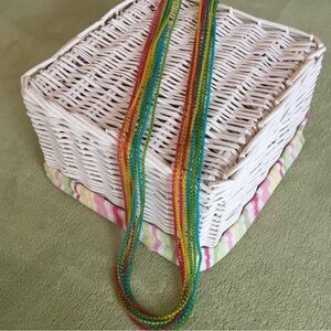 Vintage necklace 8 long plastic strands tiny iridescent beads retro boho 1960s